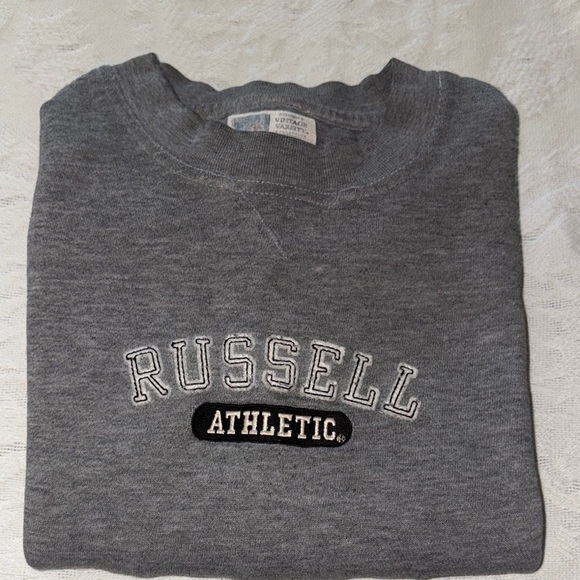 Gently Loved Russell Athletic Charcoal Crewneck Crop Sweatshirt - Picture 7 of 7